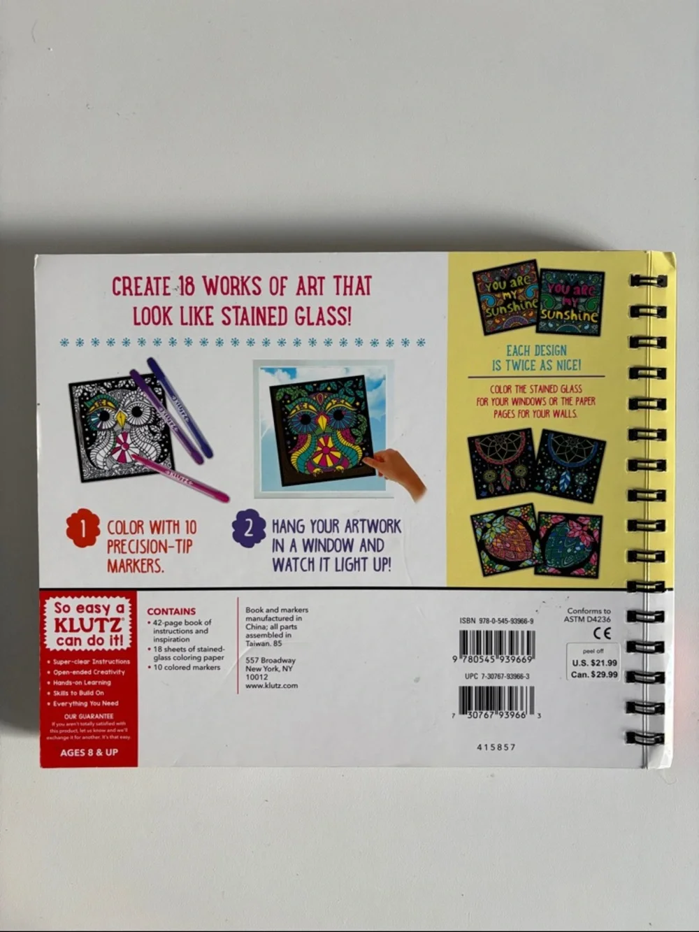 Klutz Color-In Stained Glass Kit with Neon Pens & Create your Own Card Kit‎